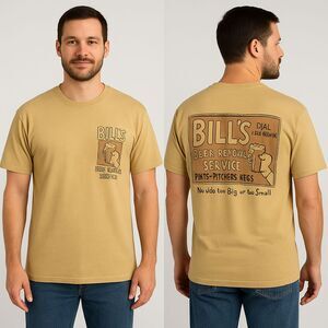 Vintage Beer Dyed Bill’s Beer Removal Service Funny Graphic Tee 90s Brewery  XL